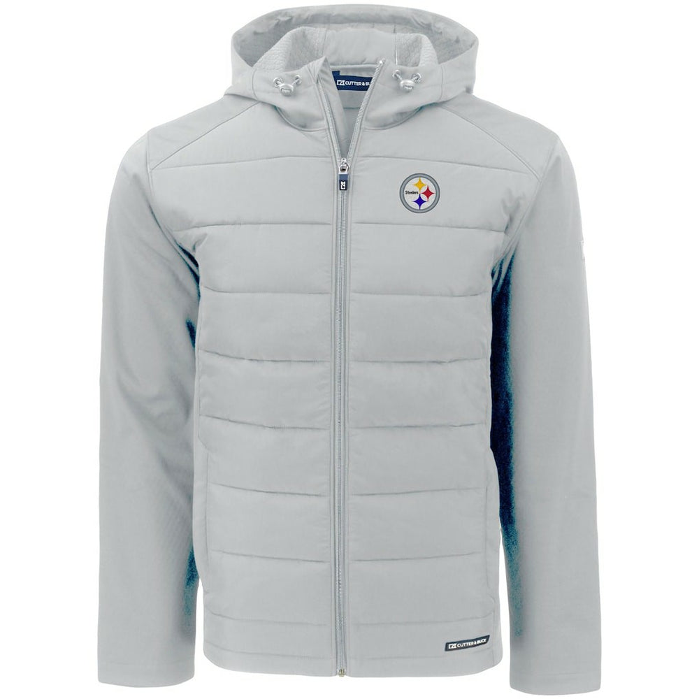 Pittsburgh Steelers Cutter & Buck Evoke PrimaLoft Hybrid Eco Softshell Recycled Full-Zip Hooded Jacket - Gray Jackets