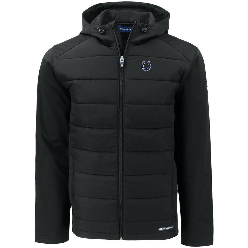 Indianapolis Colts Cutter & Buck Evoke PrimaLoft Hybrid Eco Softshell Recycled Full-Zip Hooded Jacket - Black Jackets