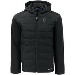 Indianapolis Colts Cutter & Buck Evoke PrimaLoft Hybrid Eco Softshell Recycled Full-Zip Hooded Jacket - Black Jackets