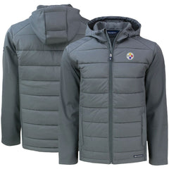 Pittsburgh Steelers Cutter & Buck Evoke PrimaLoft Hybrid Eco Softshell Recycled Full-Zip Hooded Jacket - Gray Jackets