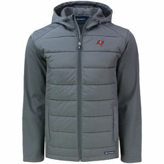 Tampa Bay Buccaneers Cutter & Buck Evoke PrimaLoft Hybrid Eco Softshell Recycled Full-Zip Hooded Jacket - Gray Jackets