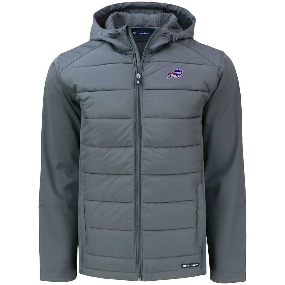 Buffalo Bills Cutter & Buck Evoke PrimaLoft Hybrid Eco Softshell Recycled Full-Zip Hooded Jacket - Gray Jackets