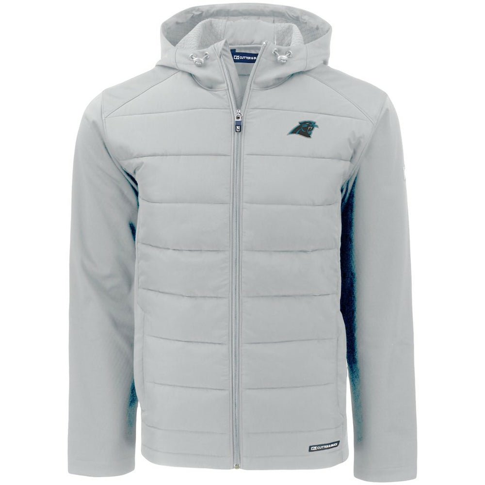Carolina Panthers Cutter & Buck Evoke PrimaLoft Hybrid Eco Softshell Recycled Full-Zip Hooded Jacket - Gray Jackets