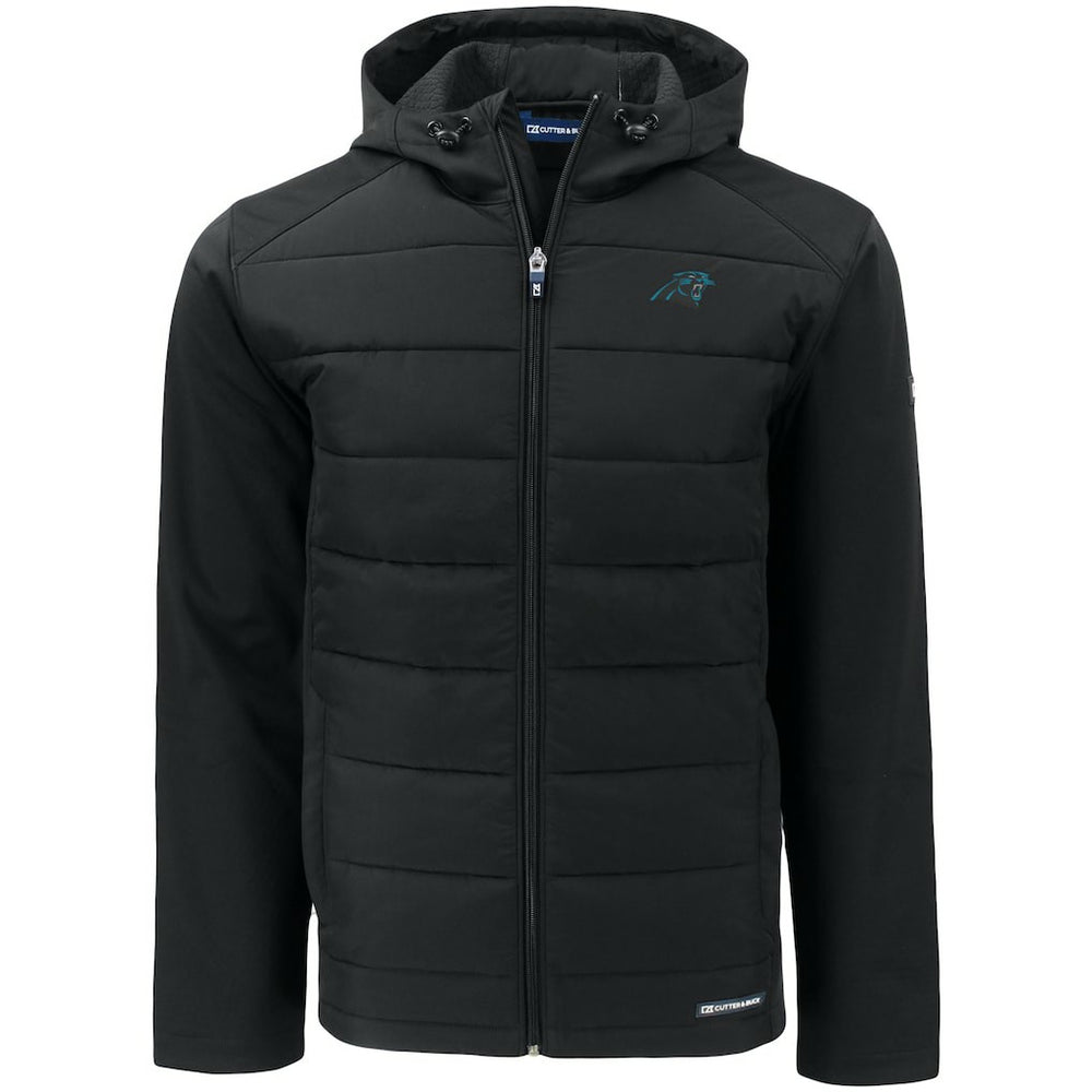 Carolina Panthers Cutter & Buck Evoke PrimaLoft Hybrid Eco Softshell Recycled Full-Zip Hooded Jacket - Black Jackets