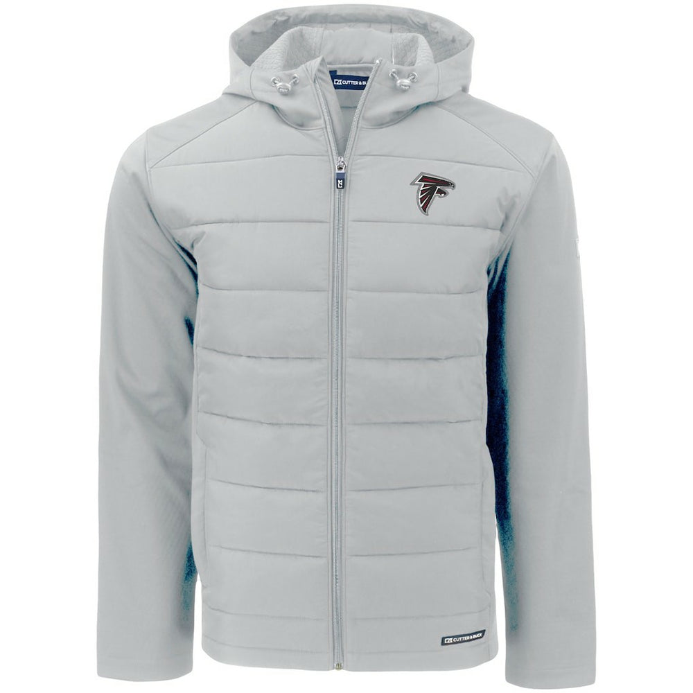 Atlanta Falcons Cutter & Buck Evoke PrimaLoft Hybrid Eco Softshell Recycled Full-Zip Hooded Jacket - Gray Jackets