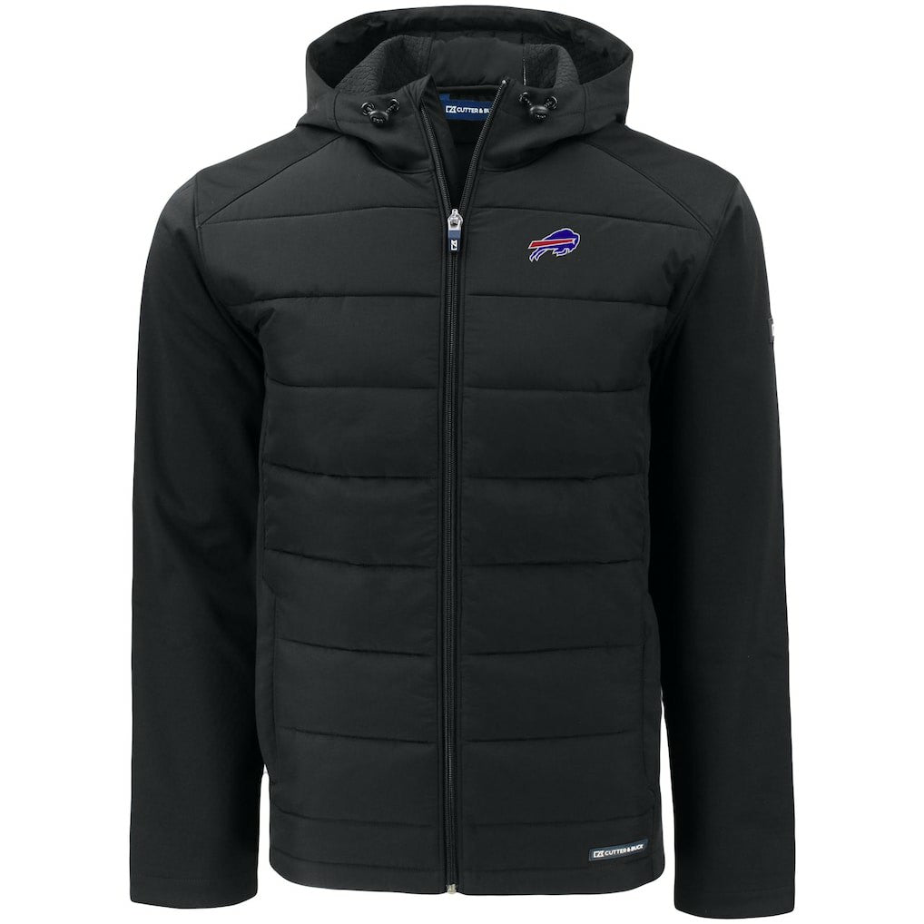 Buffalo Bills Cutter & Buck Evoke PrimaLoft Hybrid Eco Softshell Recycled Full-Zip Hooded Jacket - Black Jackets