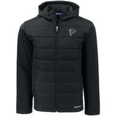 Atlanta Falcons Cutter & Buck Evoke PrimaLoft Hybrid Eco Softshell Recycled Full-Zip Hooded Jacket - Black Jackets