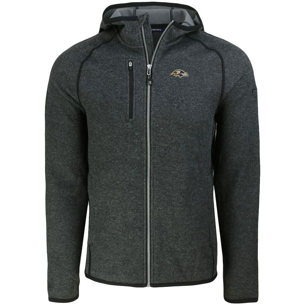 Baltimore Ravens Cutter & Buck Mainsail Full-Zip Hooded Jacket - Heather Charcoal Jackets
