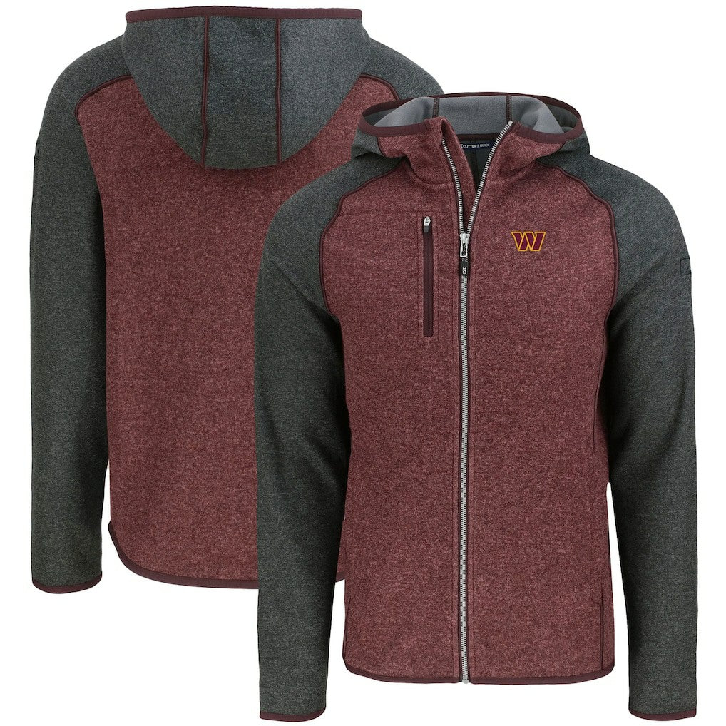 Washington Commanders Cutter & Buck Mainsail Full-Zip Hooded Jacket - Heather Burgundy Jackets