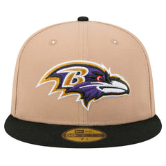 Baltimore Ravens New Era Logo Main 59FIFTY Fitted Hat - Tan Hats
