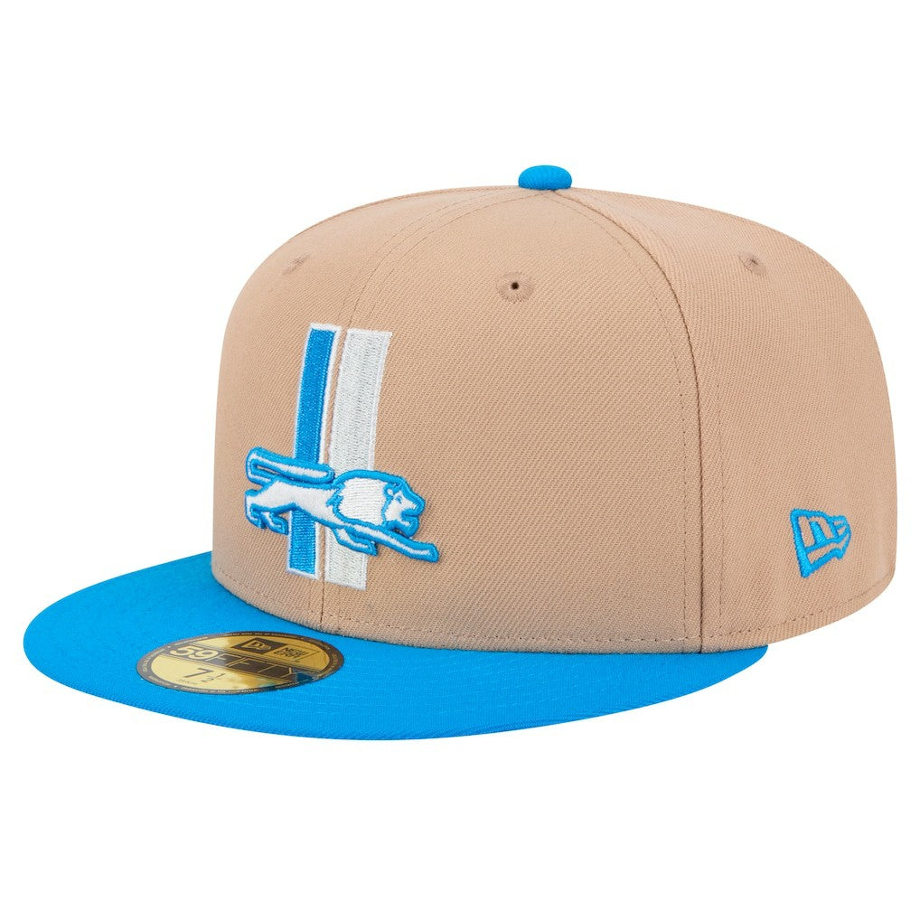 Detroit Lions New Era Throwback Logo Main 59FIFTY Fitted Hat - Tan Hats