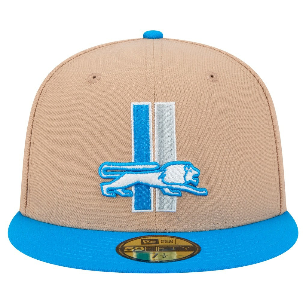 Detroit Lions New Era Throwback Logo Main 59FIFTY Fitted Hat - Tan Hats
