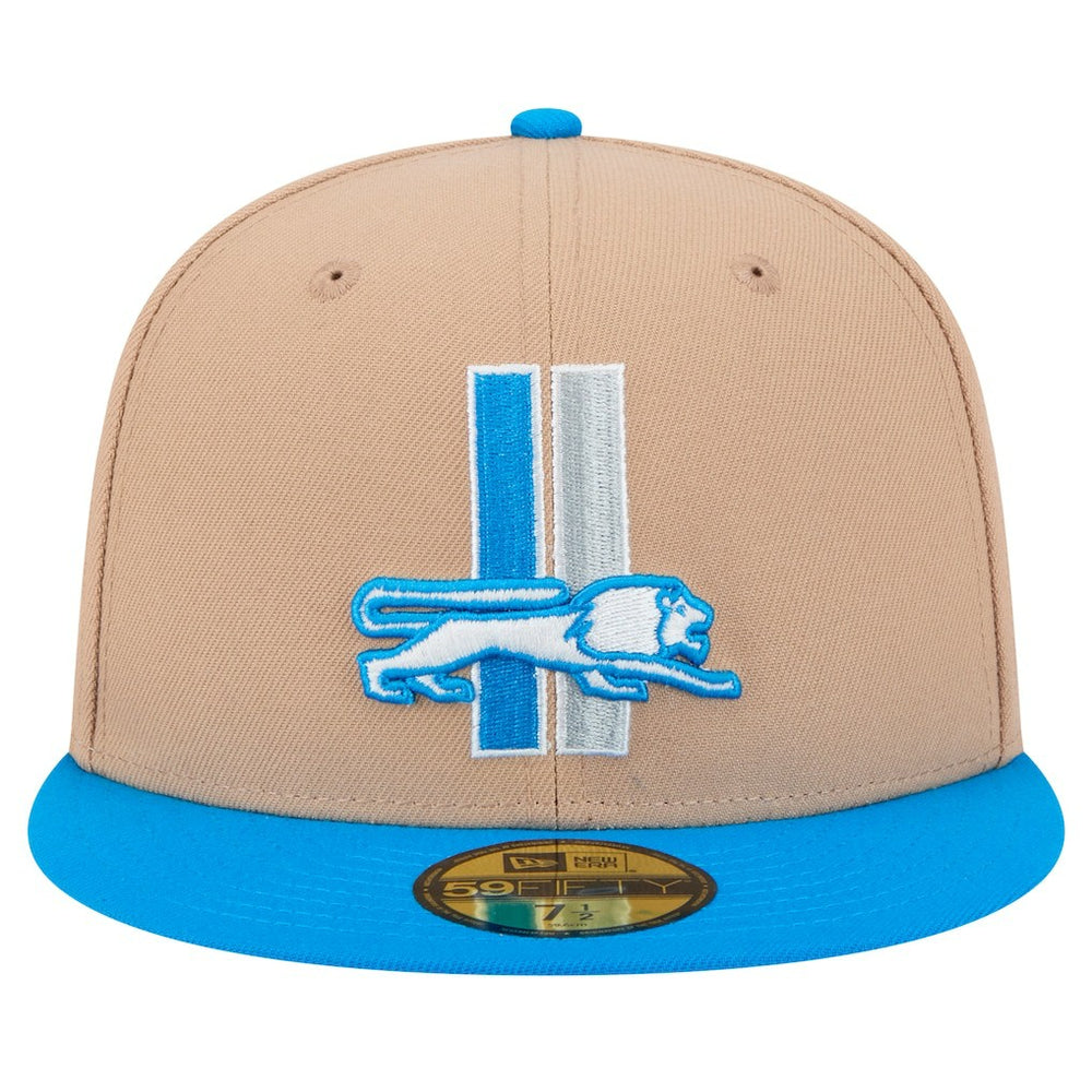 Detroit Lions New Era Throwback Logo Main 59FIFTY Fitted Hat - Tan Hats