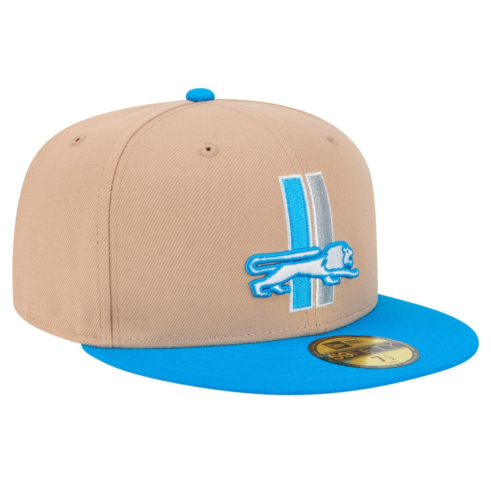 Detroit Lions New Era Throwback Logo Main 59FIFTY Fitted Hat - Tan Hats