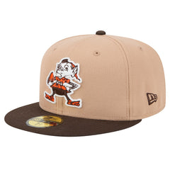 Cleveland Browns New Era Throwback Logo Main 59FIFTY Fitted Hat - Tan Hats