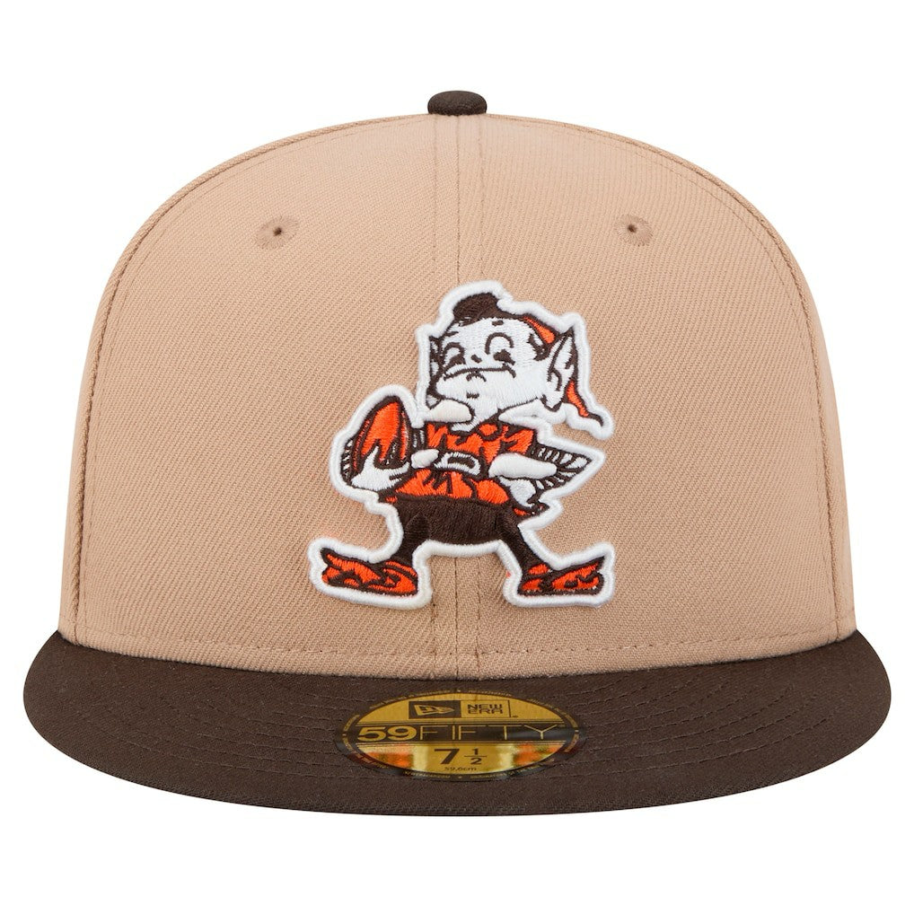 Cleveland Browns New Era Throwback Logo Main 59FIFTY Fitted Hat - Tan Hats