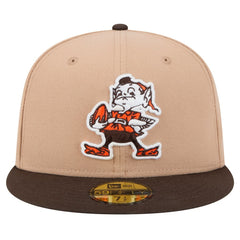 Cleveland Browns New Era Throwback Logo Main 59FIFTY Fitted Hat - Tan Hats