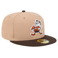 Cleveland Browns New Era Throwback Logo Main 59FIFTY Fitted Hat - Tan Hats