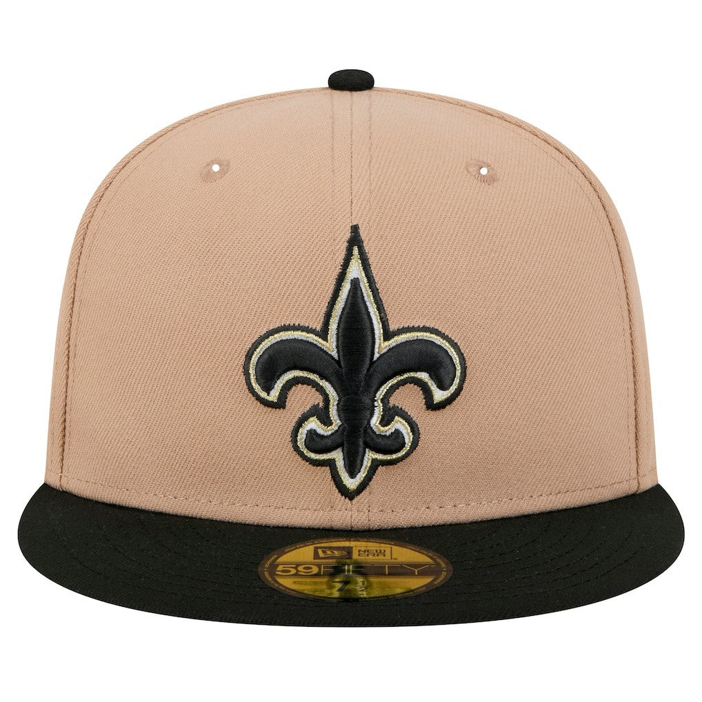 New Orleans Saints New Era Logo Main 59FIFTY Fitted Hat - Tan Hats