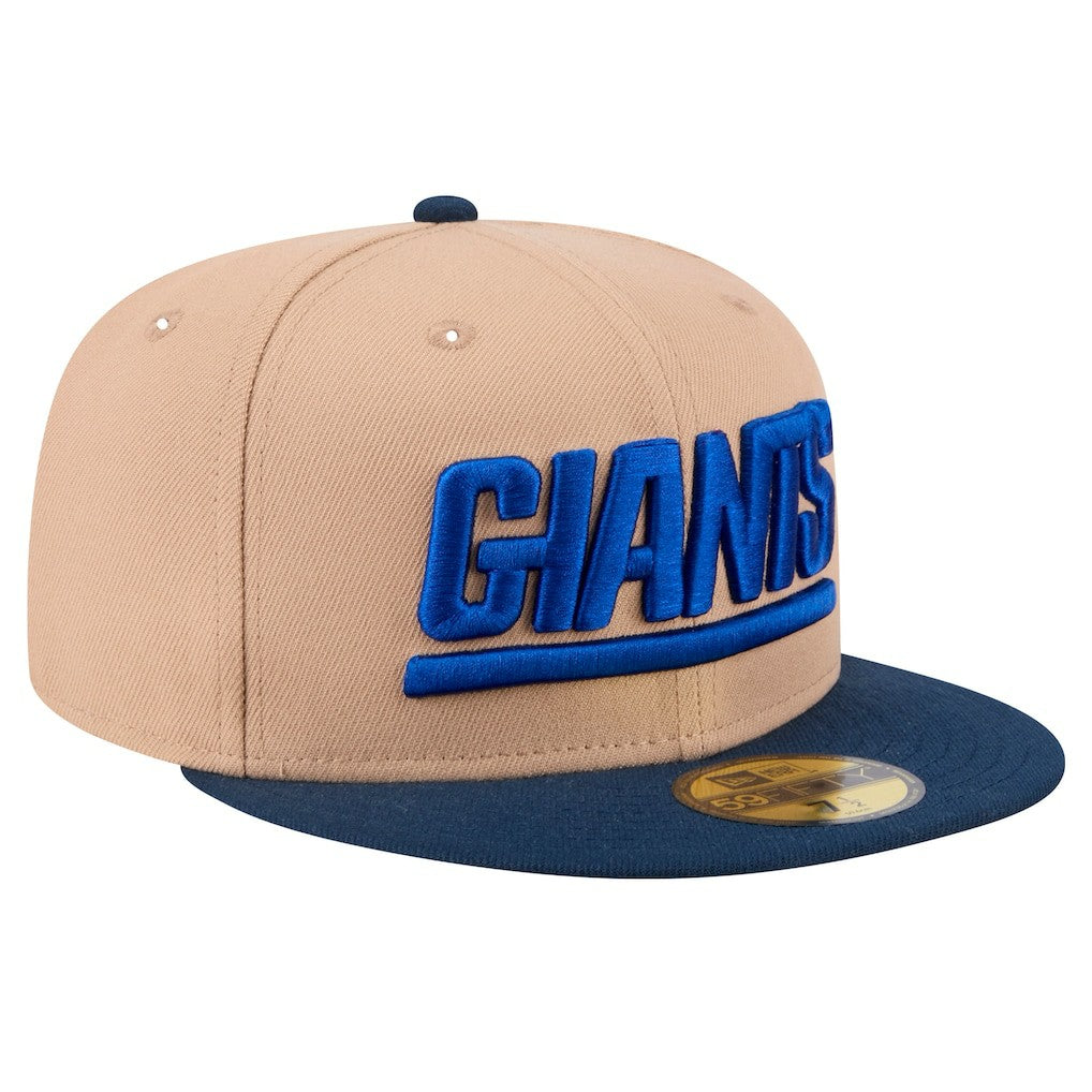 New York Giants New Era Wordmark Logo Main 59FIFTY Fitted Hat - Tan Hats