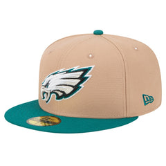 Philadelphia Eagles New Era Logo Main 59FIFTY Fitted Hat - Tan Hats