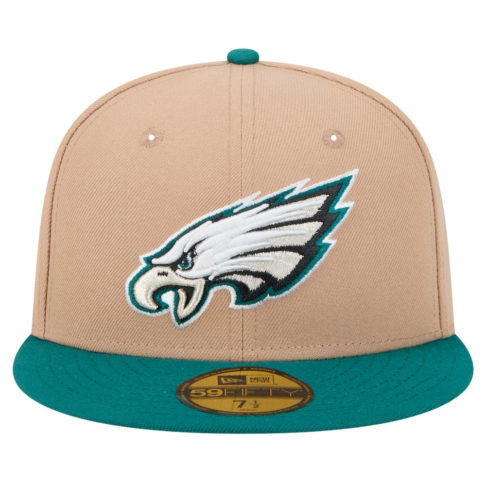 Philadelphia Eagles New Era Logo Main 59FIFTY Fitted Hat - Tan Hats