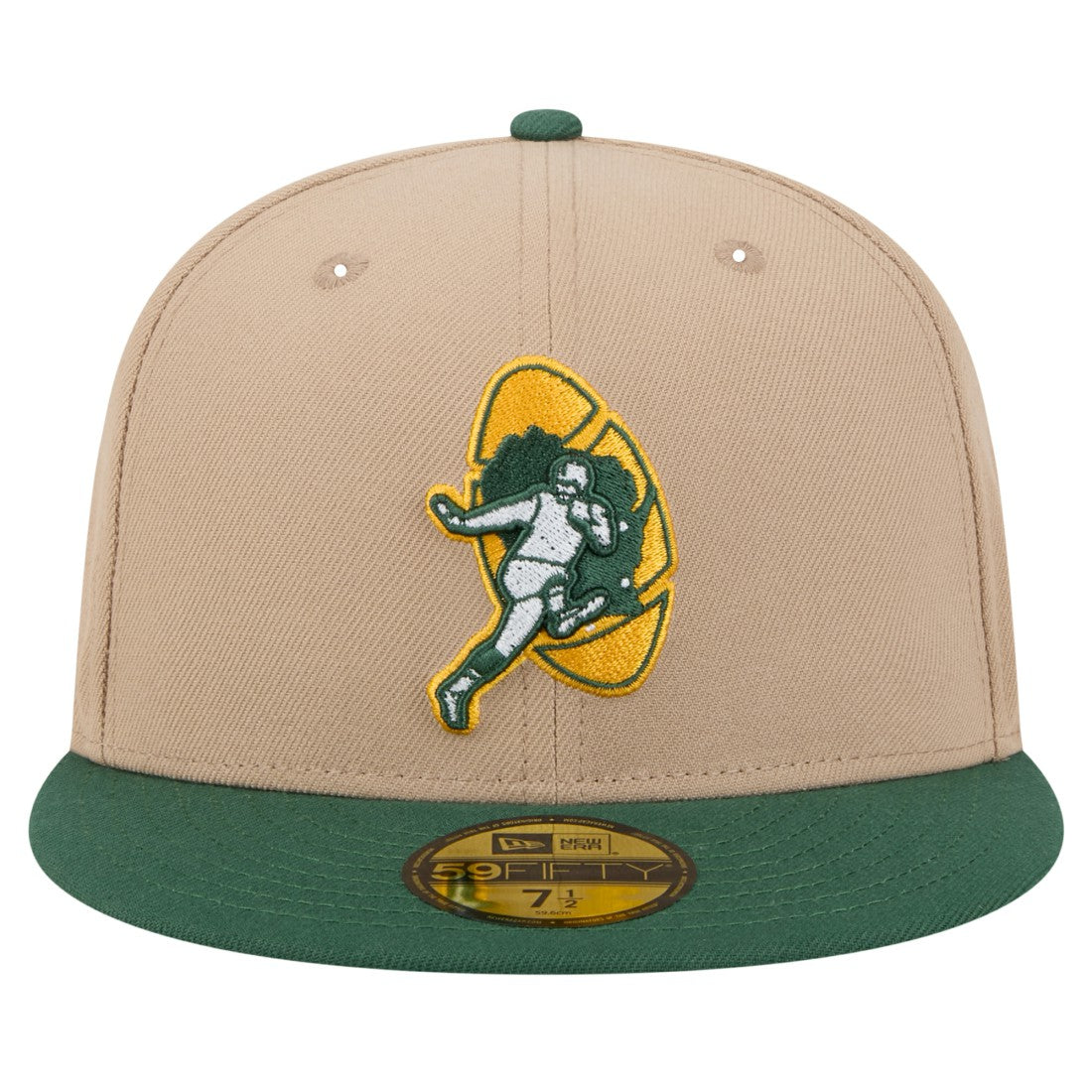 Green Bay Packers New Era Throwback Logo Main 59FIFTY Fitted Hat - Tan Hats