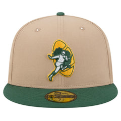 Green Bay Packers New Era Throwback Logo Main 59FIFTY Fitted Hat - Tan Hats