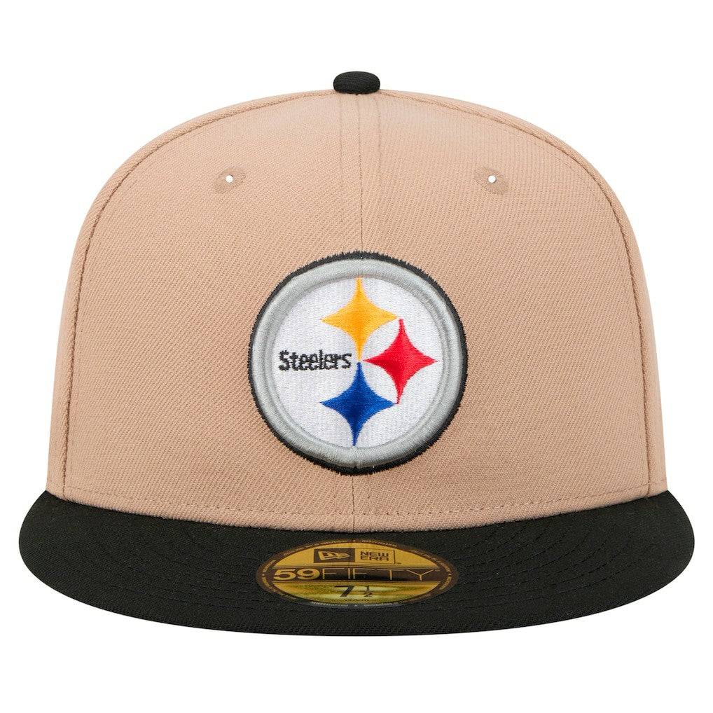 Pittsburgh Steelers New Era Logo Main 59FIFTY Fitted Hat - Tan Hats
