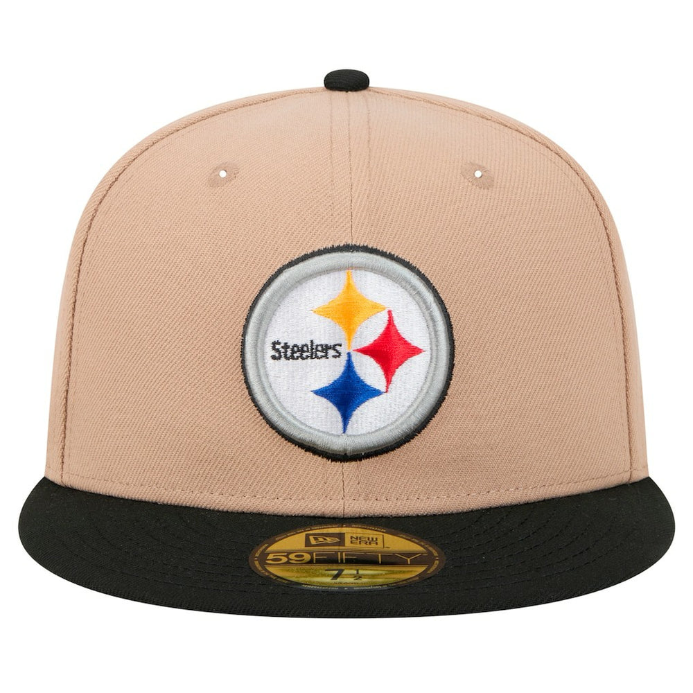 Pittsburgh Steelers New Era Logo Main 59FIFTY Fitted Hat - Tan Hats
