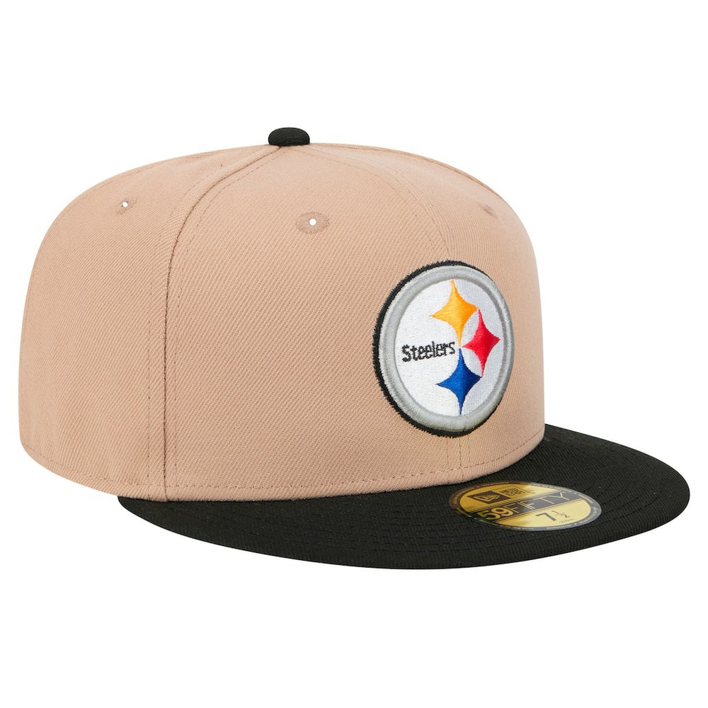 Pittsburgh Steelers New Era Logo Main 59FIFTY Fitted Hat - Tan Hats