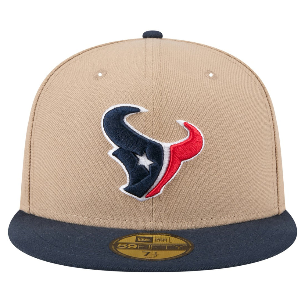 Houston Texans New Era Logo Main 59FIFTY Fitted Hat - Tan Hats