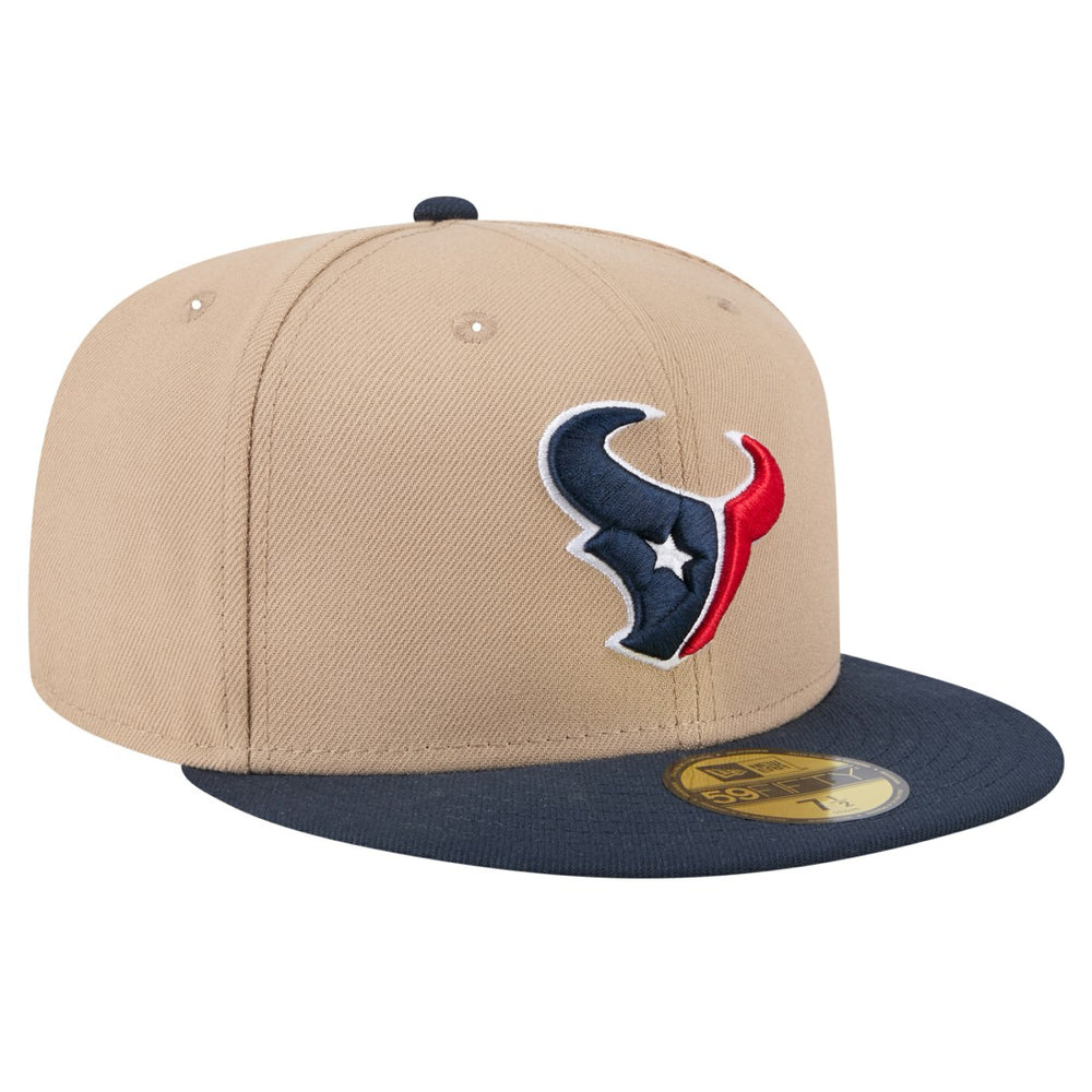 Houston Texans New Era Logo Main 59FIFTY Fitted Hat - Tan Hats