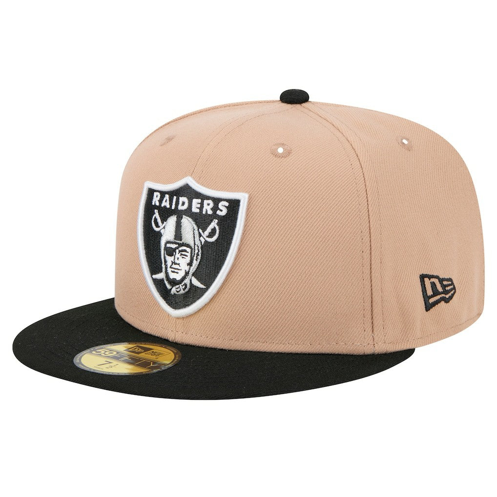 Las Vegas Raiders New Era Logo Main 59FIFTY Fitted Hat - Tan Hats
