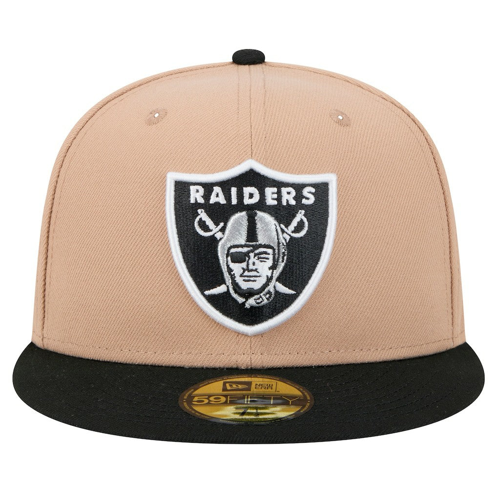 Las Vegas Raiders New Era Logo Main 59FIFTY Fitted Hat - Tan Hats
