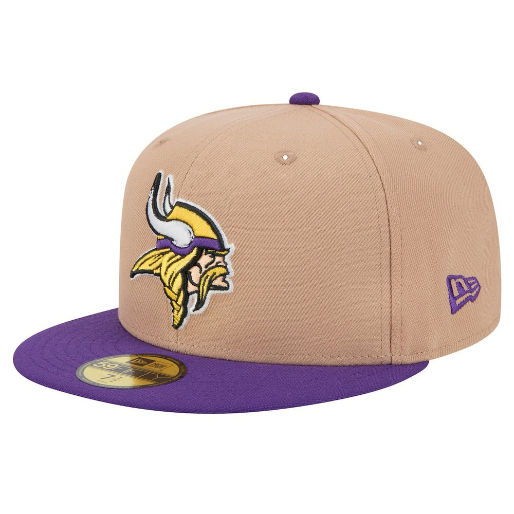 Minnesota Vikings New Era Logo Main 59FIFTY Fitted Hat - Tan Hats