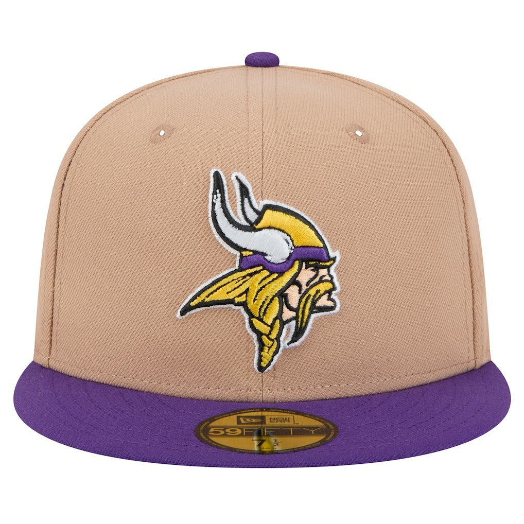 Minnesota Vikings New Era Logo Main 59FIFTY Fitted Hat - Tan Hats