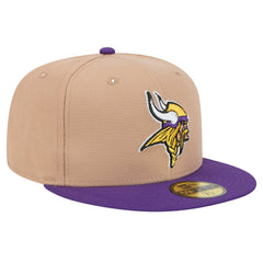 Minnesota Vikings New Era Logo Main 59FIFTY Fitted Hat - Tan Hats