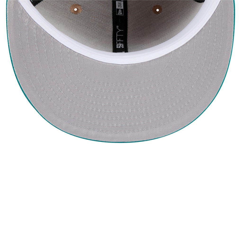 Miami Dolphins New Era Throwback Logo Main 59FIFTY Fitted Hat - Tan Hats