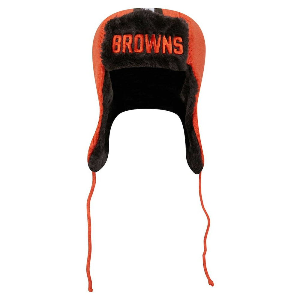 Cleveland Browns New Era Helmet Head Trapper Knit Hat - Orange Hats