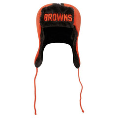 Cleveland Browns New Era Helmet Head Trapper Knit Hat - Orange Hats