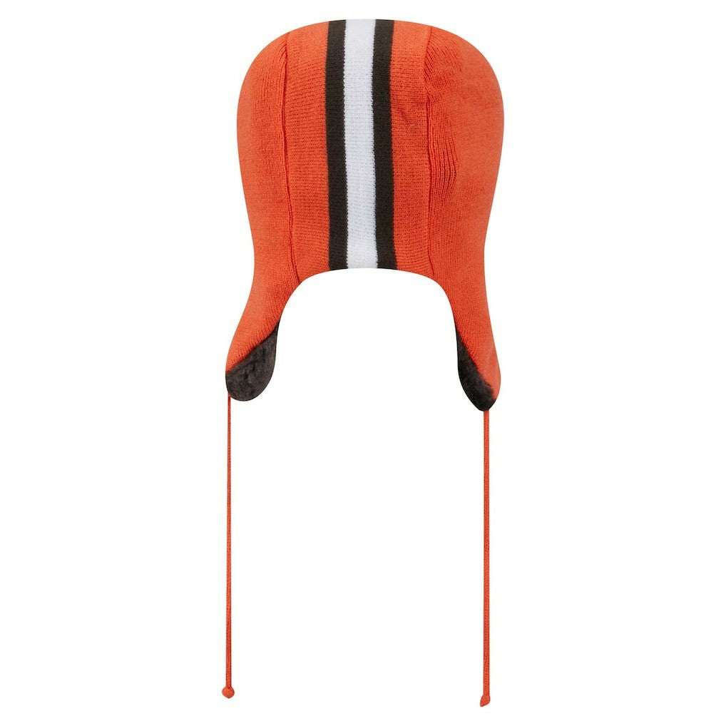 Cleveland Browns New Era Helmet Head Trapper Knit Hat - Orange Hats