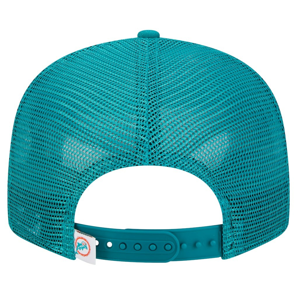 Miami Dolphins New Era Throwback Main Trucker 9FIFTY Snapback Hat - Aqua Hats