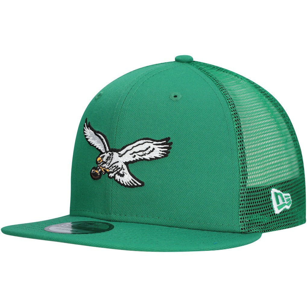Philadelphia Eagles New Era Throwback Main Trucker 9FIFTY Snapback Hat - Kelly Green Hats