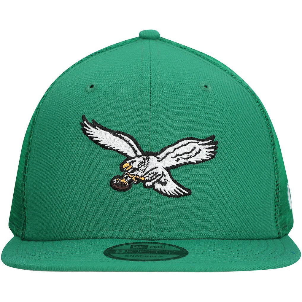 Philadelphia Eagles New Era Throwback Main Trucker 9FIFTY Snapback Hat - Kelly Green Hats