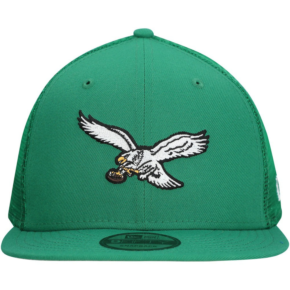 Philadelphia Eagles New Era Throwback Main Trucker 9FIFTY Snapback Hat - Kelly Green Hats