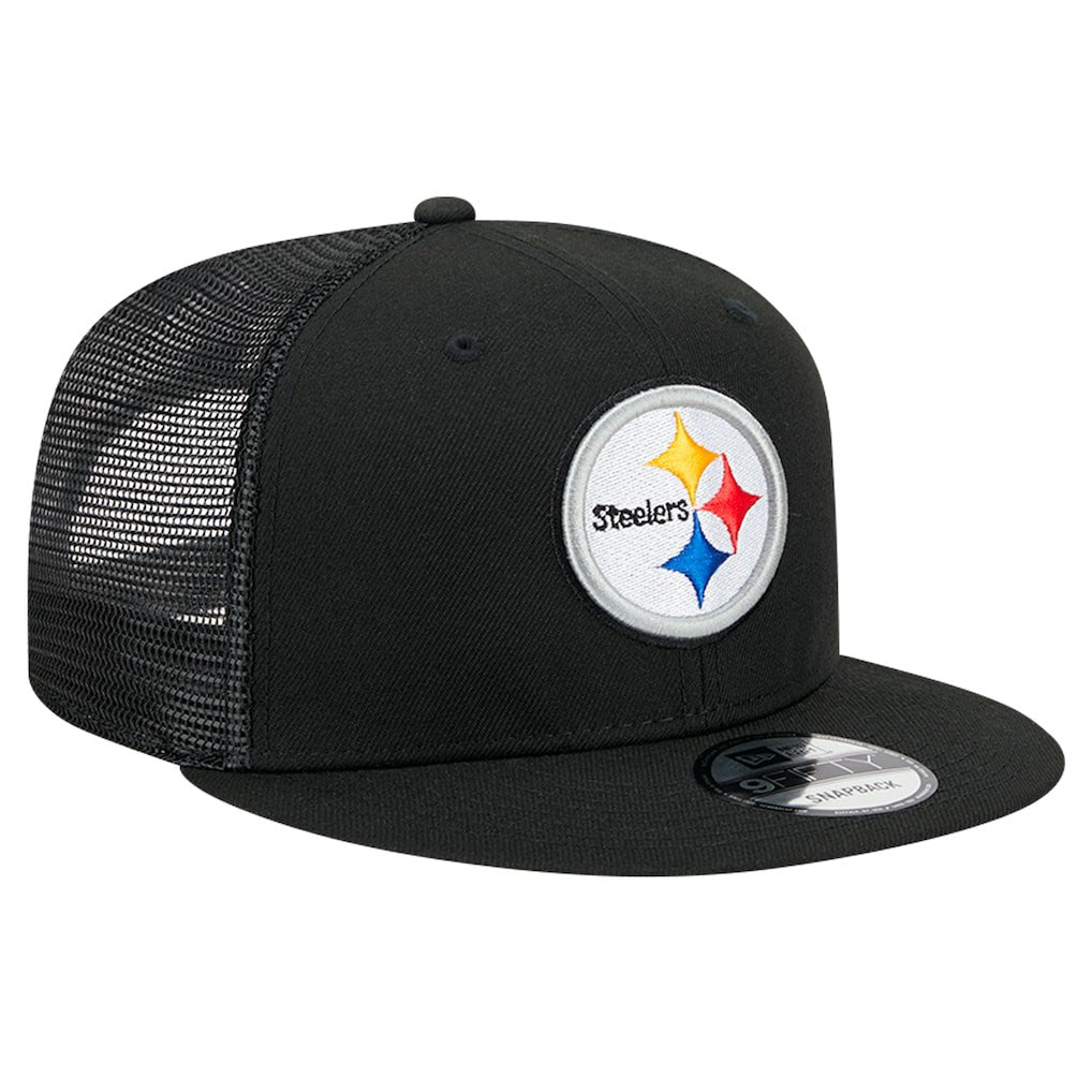 Pittsburgh Steelers New Era Main Trucker 9FIFTY Snapback Hat - Black Hats