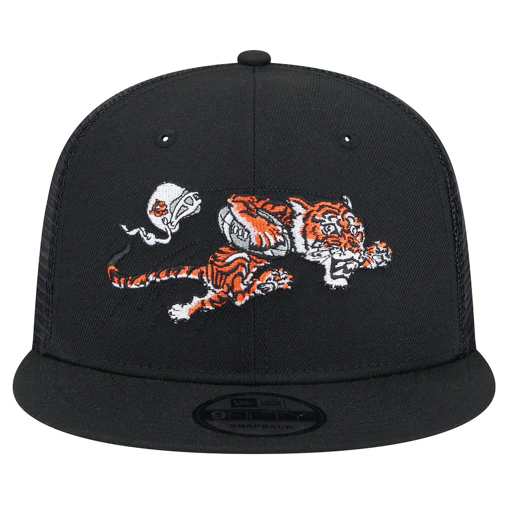 Cincinnati Bengals New Era Throwback Main Trucker 9FIFTY Snapback Hat - Black Hats
