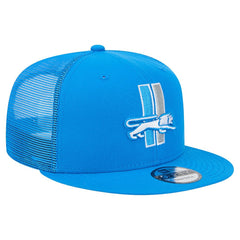 Detroit Lions New Era Throwback Main Trucker 9FIFTY Snapback Hat - Blue Hats