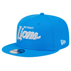 Detroit Lions New Era Main Script 9FIFTY Snapback Hat - Blue Hats